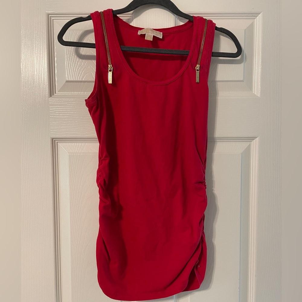 Michael Kors red scrunch tank top